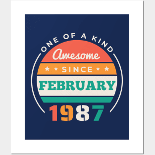 Retro Awesome Since February 1987 Birthday Vintage Bday 1987 Posters and Art